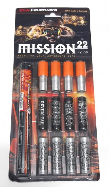 Feuerwerk Zink Mission 22, 22teilig cal. 15mm Pyrotechnik